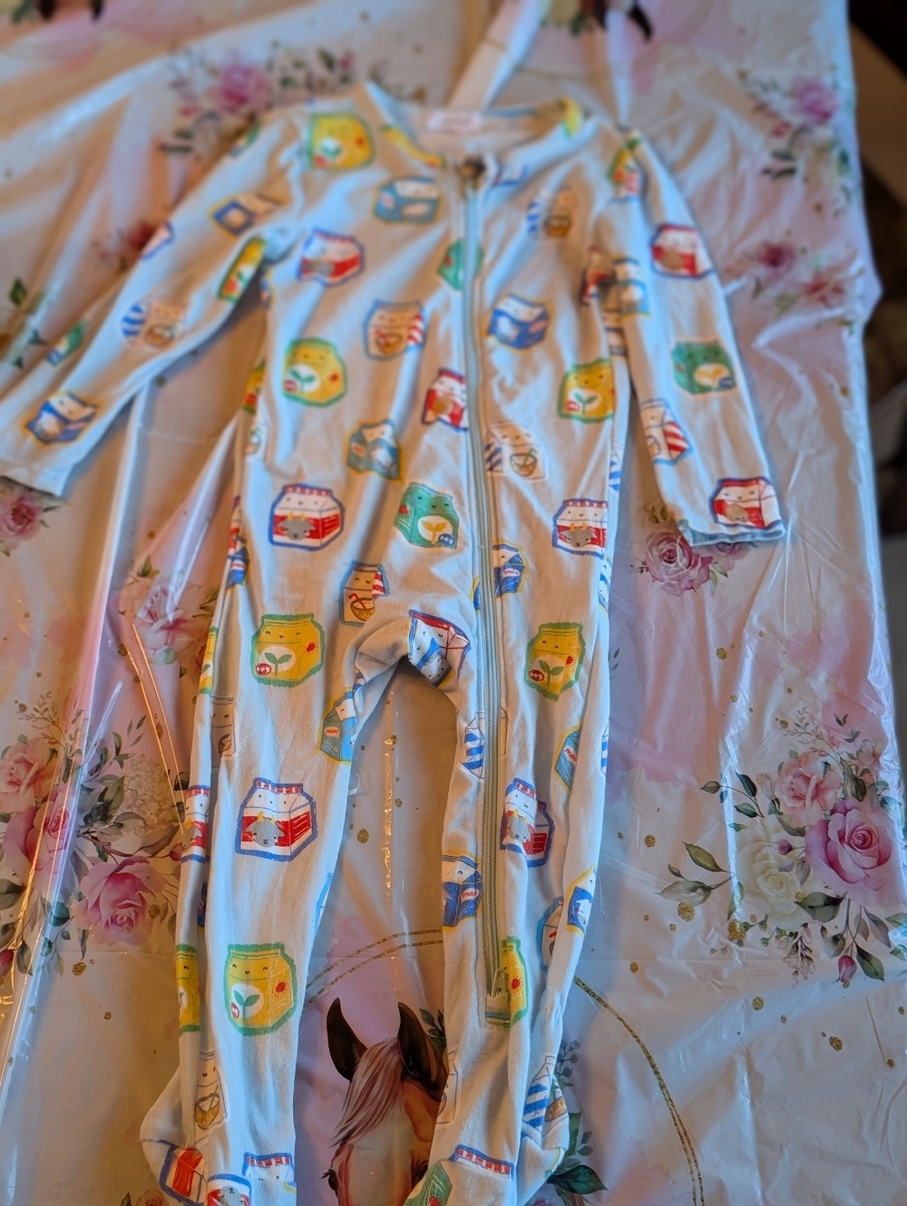 Angel Dear Bamboo Footie/ Milk Carton Print/ 18-24 Months